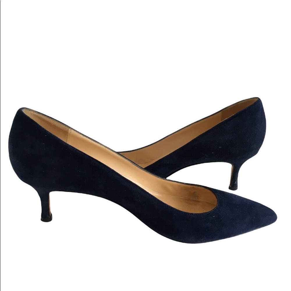 Manolo Blahnik Navy Suede Heels